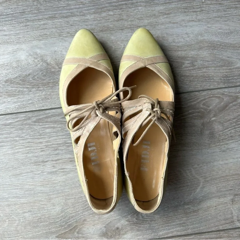Fidji Lace Up Mary Jane Leather Flats Made in Portugal - Picture 14 of 16